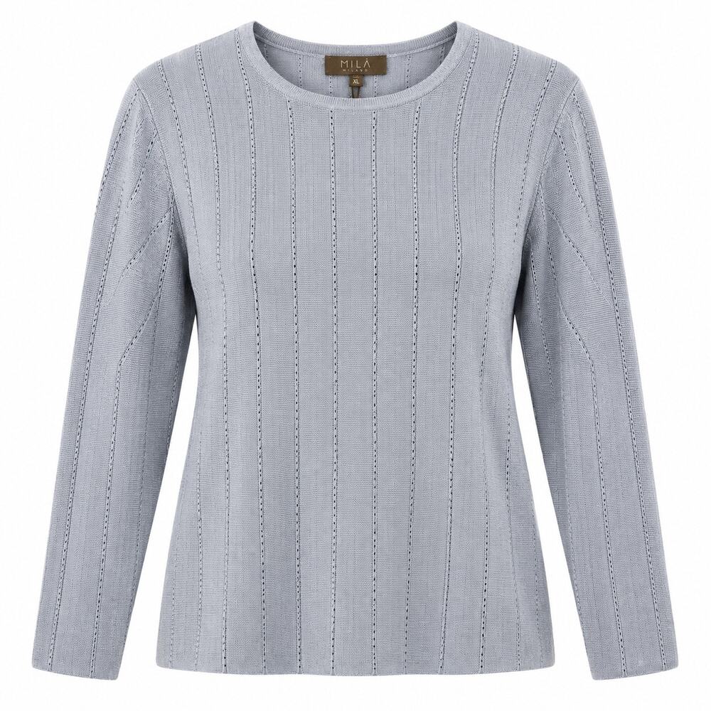 Mila Milano Heather Slate Ribbed Knit Sweater Size XL NWT